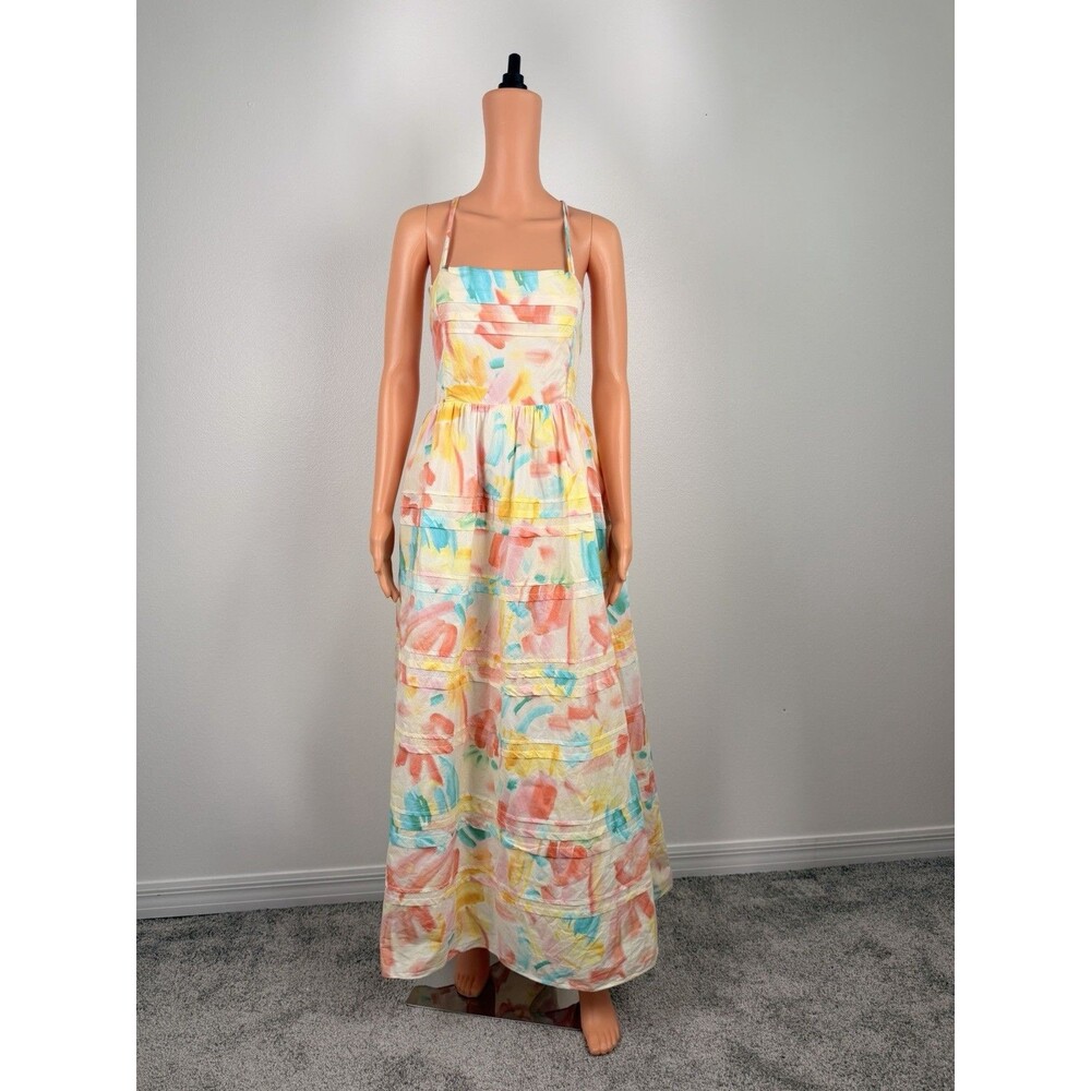 Tuckernuck Hyacinth House Multi Watercolor Open Back Whitley Maxi Dress